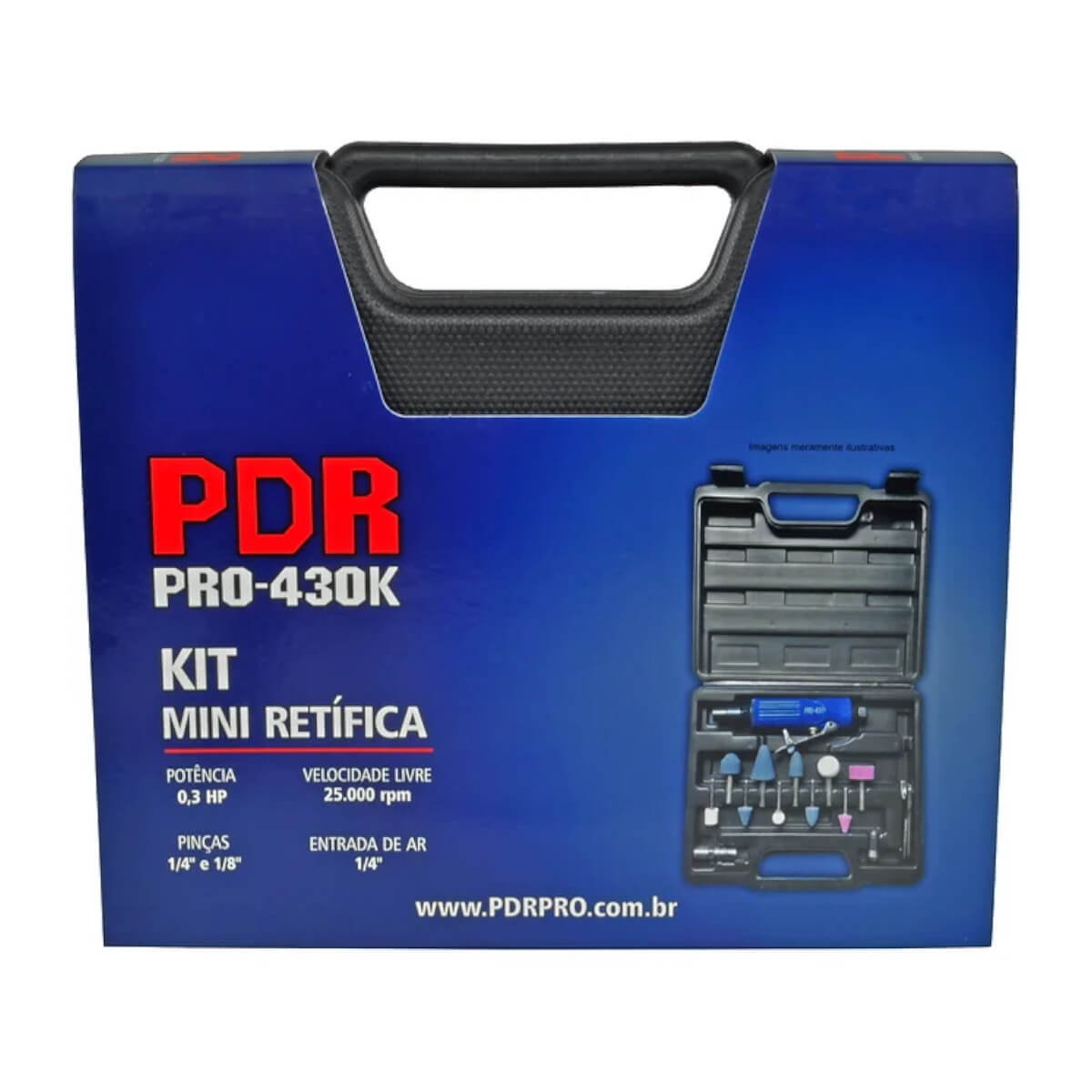 Kit Mini Retifica Pneumatica +acessorios/maleta PRO-430k PDR