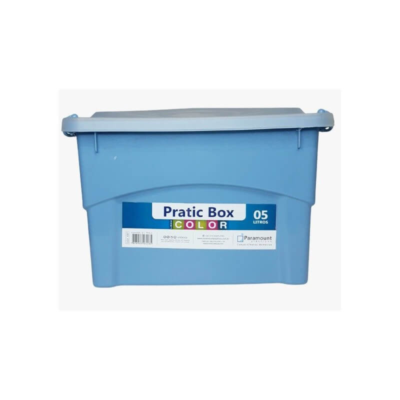 Caixa Organizadora Azul Com Trava Pratic Box 5 litros Paramount