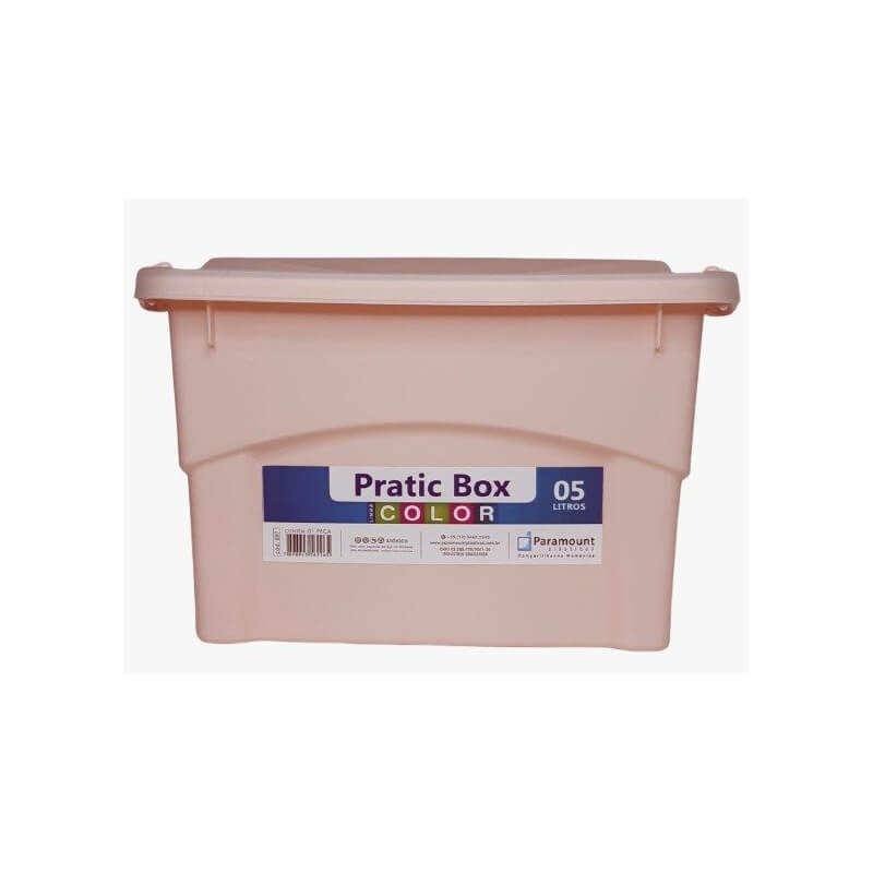 Caixa Organizadora Rosa Com Trava Pratic Box 5 litros Paramount