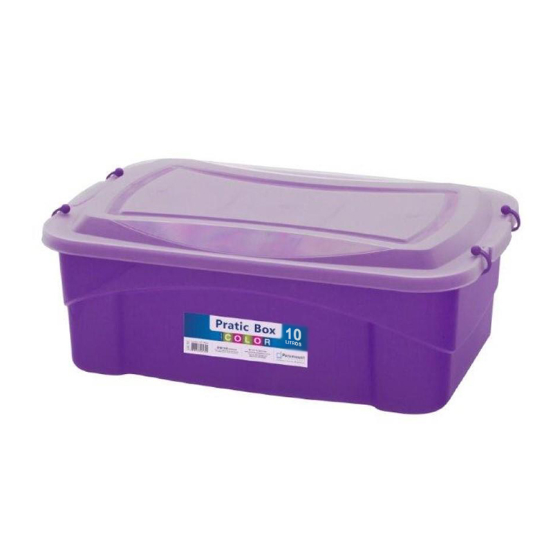 Caixa Organizadora Roxa Com Trava Pratic Box 10 litros Paramount