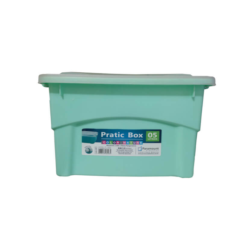 Caixa Organizadora Verde Com Trava Pratic Box 5 litros Paramount