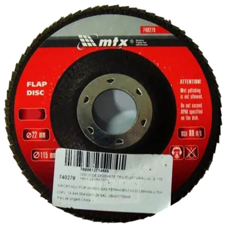 Disco de Lixa Flap Disc 4.1/2 Grao 60 MTX