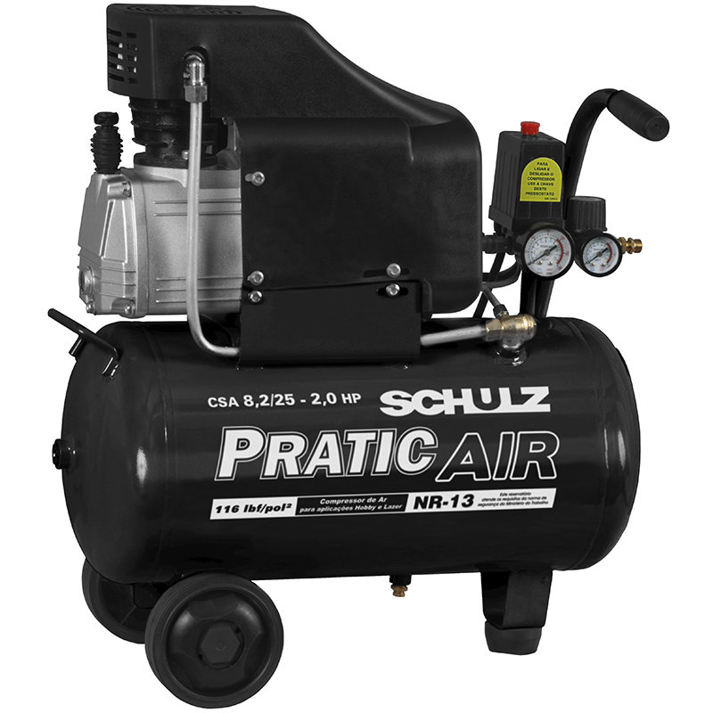 Compressor de ar 2hp 22 litros 110v Schulz Pratic Air CSA 8,2/25           