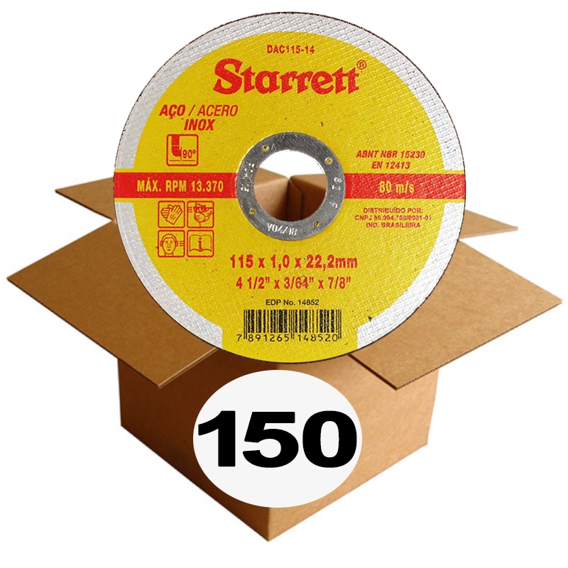 Disco De Corte Inox 4.1/2 Starrett  Caixa 150 unidades