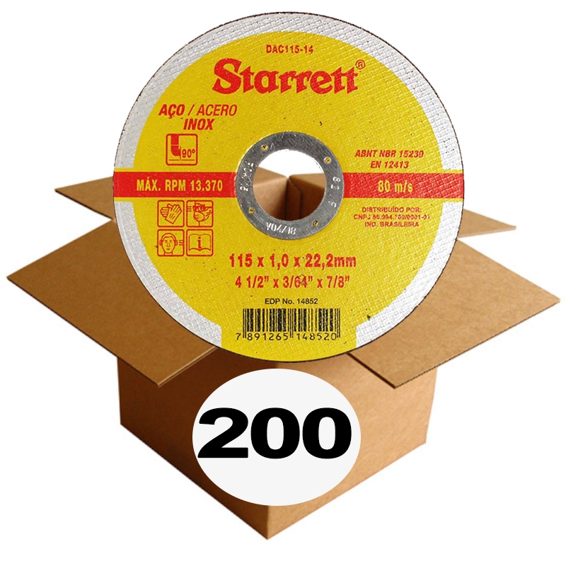 Disco De Corte Inox 4.1/2 Starrett  Caixa 200 unidades