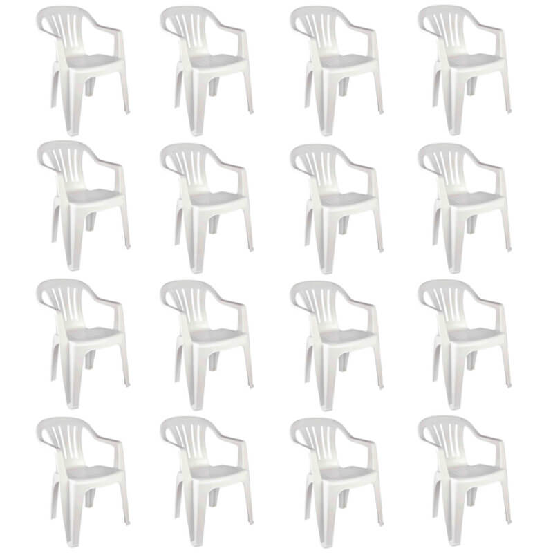 Kit 16 Cadeira Plastica Poltrona Branca Mor Bela Vista