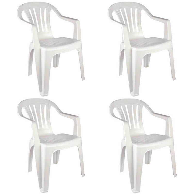 Kit 4 Cadeira Plastica Poltrona Branca Mor Bela Vista