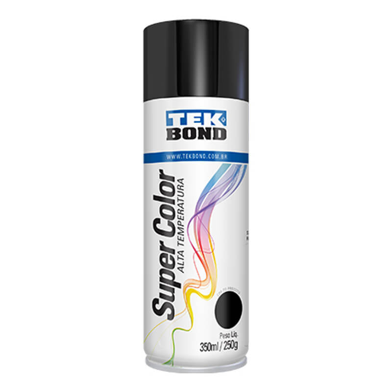 Tinta Spray Alta Temperatura 600 graus Preto Brilhante Tek Bond